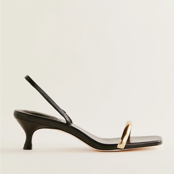 Reformation Samantha Black and Gold Women's Heels - Picture 4 of 7